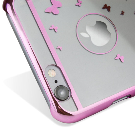 Butterfly iPhone 6S / 6 Shell Case - Rose Pink / Clear