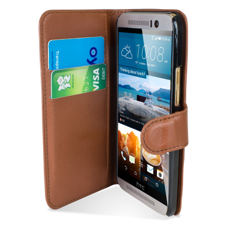 Housse HTC One M9 Encase Portefeuille Style cuir – Marron