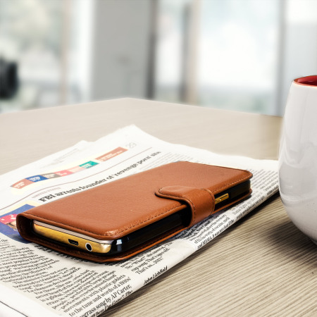Housse HTC One M9 Encase Portefeuille Style cuir – Marron