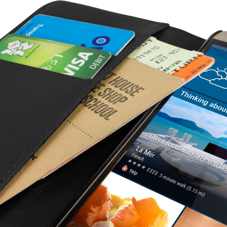 Encase Leather-Style HTC One M9 Wallet suojakotelo - Musta