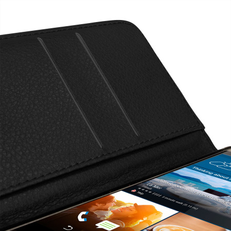 Encase Leather-Style HTC One M9 Wallet suojakotelo - Musta