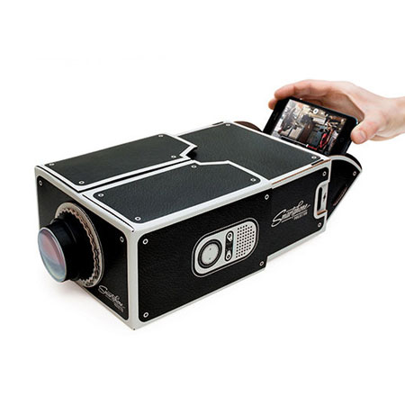 und Videoprojektor braun healthwen Mini Portable Cardboard Smartphone-Projektor 2.0 Handy-Projektion für Heimkino-Audio