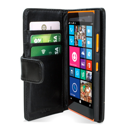 Olixar Nokia Lumia 735 Ledertasche Book Case in Schwarz