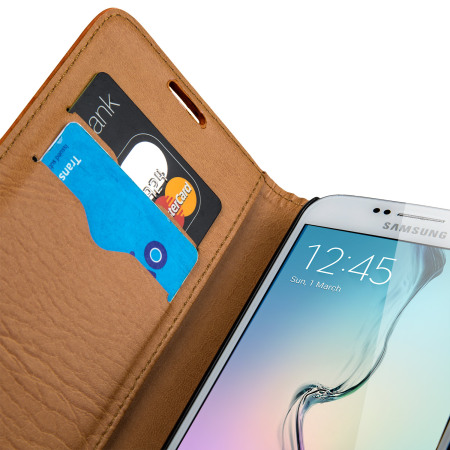 Funda Samsung Galaxy S6 Olixar Tipo Cartera Estilo Cuero - Marrón