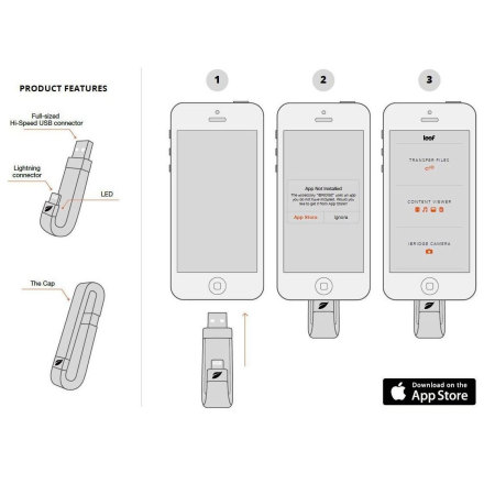 Leef iBridge 128GB Mobile Storage Drive voor iOS Apparaten - Zwart