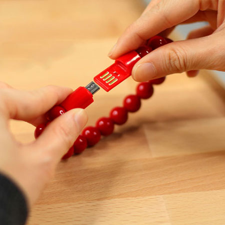 Olixar Bead Bracelet Micro USB Cable - Red