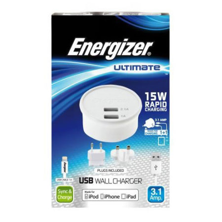 Energizer iOS Dual netadapter High Power 3.1A - EU& UK adapters