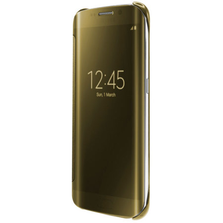 Original Samsung Galaxy S6 Edge Clear View Cover Case in Gold