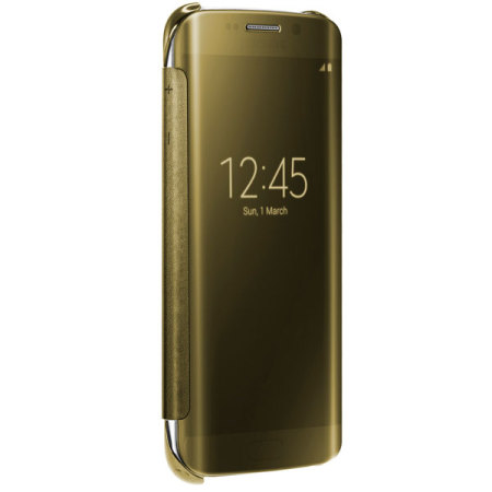 Original Samsung Galaxy S6 Edge Clear View Cover Case in Gold