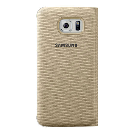 Original Galaxy S6 Edge Tasche Flip Wallet Fabric Cover - Gold