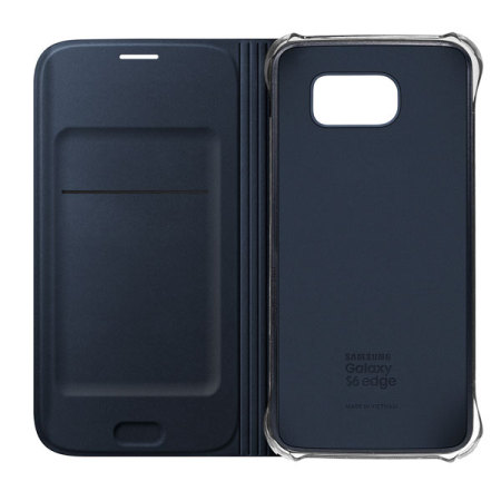 Original Galaxy S6 Edge Tasche Flip Wallet Cover in Blau/Schwarz