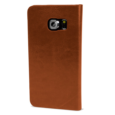 Olixar Leather-Style Samsung Galaxy S6 Edge Lommebok Deksel - Brun