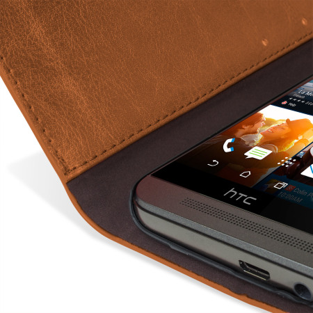 Olixar Leather-Style HTC One M9 Wallet Stand Case - Light Brown