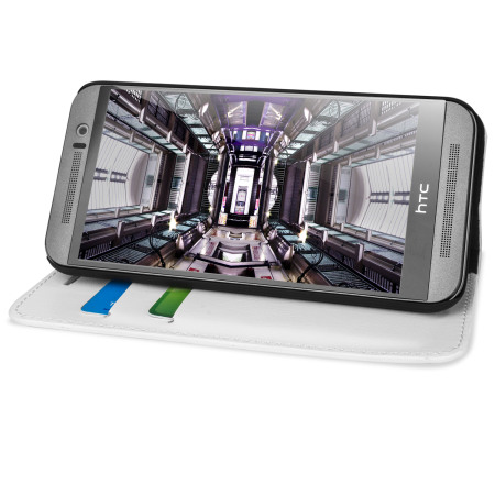 Funda HTC One M9 Olixar Tipo Cartera Estilo Cuero - Blanca
