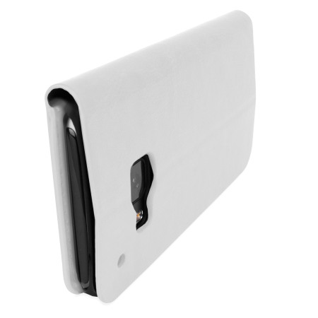 Olixar Leren-Stijl HTC One M9 Wallet Stand Case - Wit