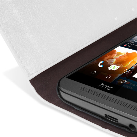 Olixar Leather-Style HTC One M9 Suojakotelo - Valkoinen