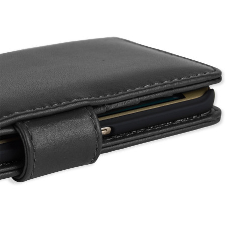 Olixar Genuine Leather Samsung Galaxy S6 Edge Plånboksfodral - Svart