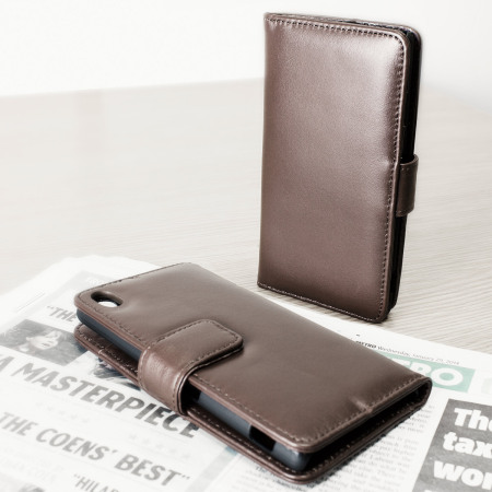 Olixar Sony Xperia Z3+ Genuine Leather Wallet Case - Brown