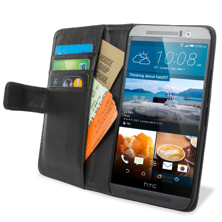 Olixar HTC One M9 Genuine Leather Wallet Case - Black