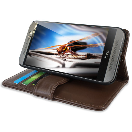 Housse portefeuille  HTC One M9 Olixar Genuine cuir - Marron