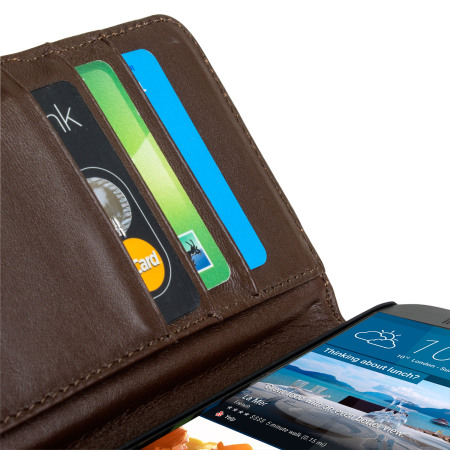 Olixar HTC One M9 Ledertasche Style Wallet in Braun