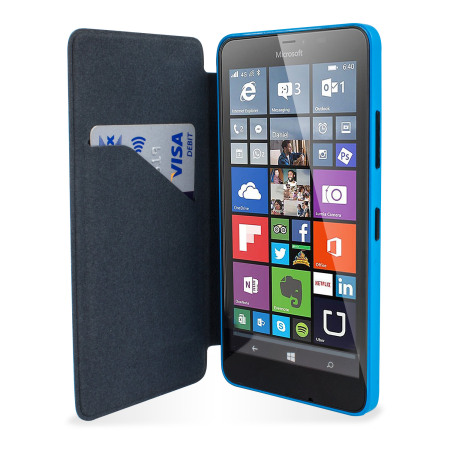 Official Microsoft Lumia 640 Wallet Cover Case - Blue