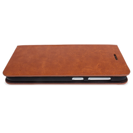 Olixar Leather-Style ZTE Blade S6 Wallet Stand Case - Light Brown