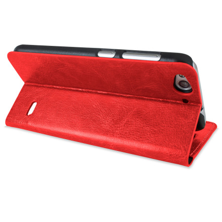 Olixar Leather-Style ZTE Blade S6 Wallet Stand Case - Red