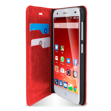 Olixar Leather-Style ZTE Blade S6 Wallet Stand Case - Red