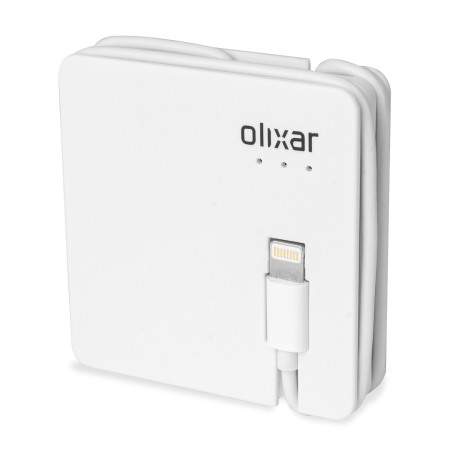 Olixar Charge & Sync Lightning Cable with 1500mAh Power Bank - White