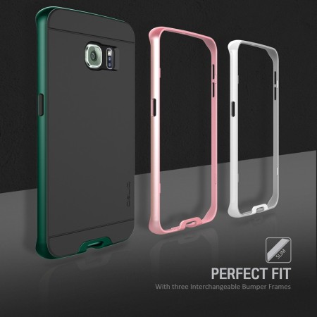 Obliq Dual Poly Samsung Galaxy S6 Edge Bumper Case - White, Pink, Mint