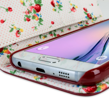 Olixar Leather-Style Samsung Galaxy S6 Lommebok Deksel -  Rød