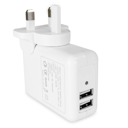 Universal 2.1A Dual USB Mains Charger - Twin Pack