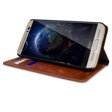 Olixar Leather-Style HTC One M9 Plus Wallet Stand Case -  Brown