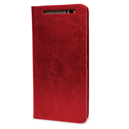 Olixar Leather-Style HTC One M9 Plus Wallet Stand Case - Red