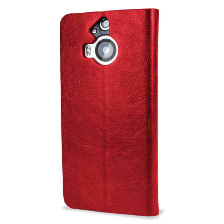 Olixar Leather-Style HTC One M9 Plus Wallet Stand Case - Red