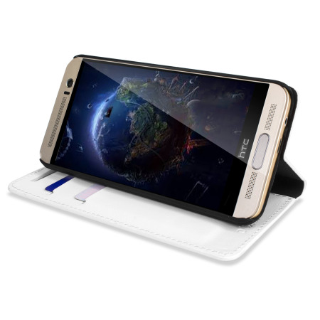 Olixar Leather-Style HTC One M9 Plus Wallet Stand Case - White