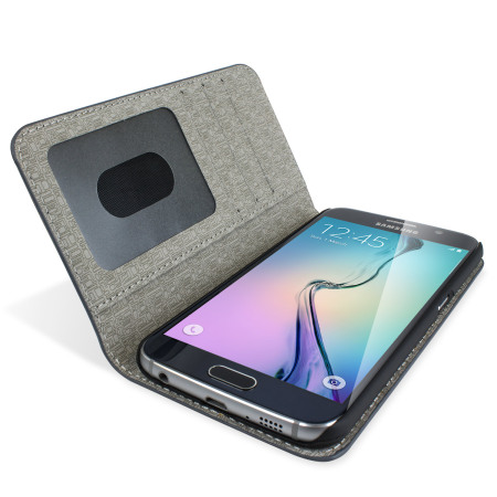 Housse Portefeuille Samsung Galaxy S6 Olixar Bi-matière – Bleue Chinée