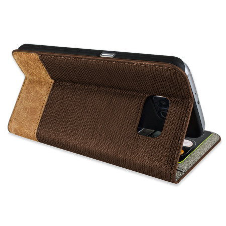 Olixar Premium Fabric Samsung Galaxy S6 Wallet Case - Dark Brown