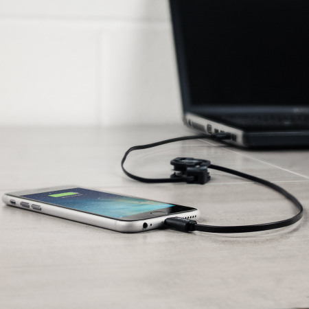 Olixar Retracta-Cable MFi Lightning USB Charge and Sync Cable - Zwart
