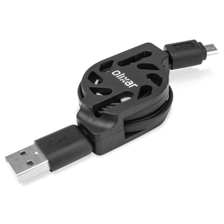 Olixar wiedereinziehbares Micro USB Lade und Sync Kabel in Schwarz