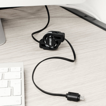 Cable de Carga y Sincronización Micro USB Retráctil Olixar - Negro