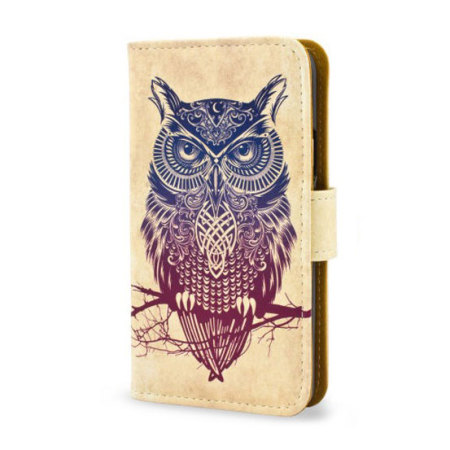 Create And Case HTC One M9 Book Stand Case - Warrior Owl