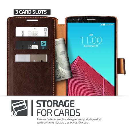 Verus Dandy LG G4 Leather-Style Wallet Case - Brown