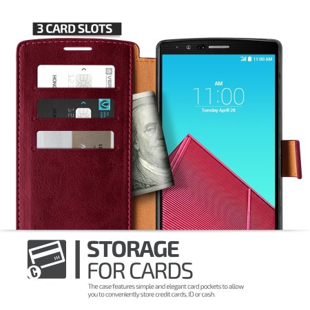 Verus Dandy LG G4 Leather-Style Wallet Case - Wine Red