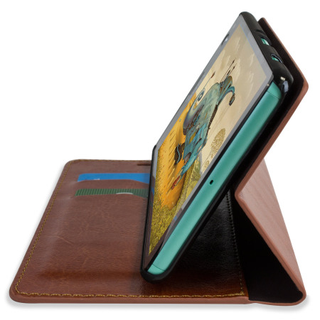 Olixar Sony Xperia C4 Kunstledertasche Wallet Stand Case in Braun
