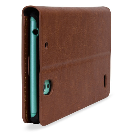 Olixar Leather-Style Sony Xperia C4 Wallet Stand Case - Light Brown