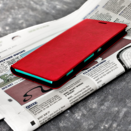 Olixar Leather-Style Sony Xperia C4 Wallet Stand Case - Red