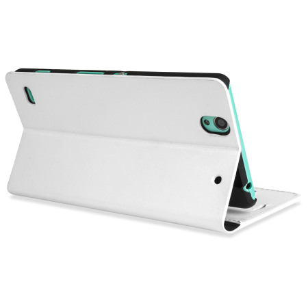 Olixar Leather-Style Sony Xperia C4 Wallet Stand Case - White