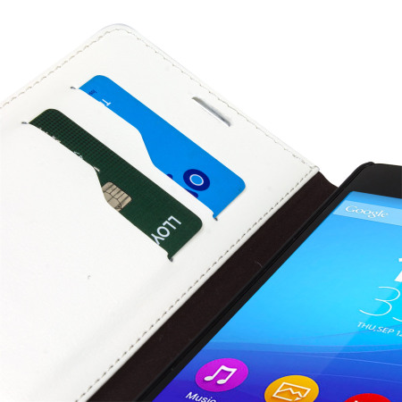 Olixar Sony Xperia C4 Kunstledertasche Wallet Stand Case in Weiß